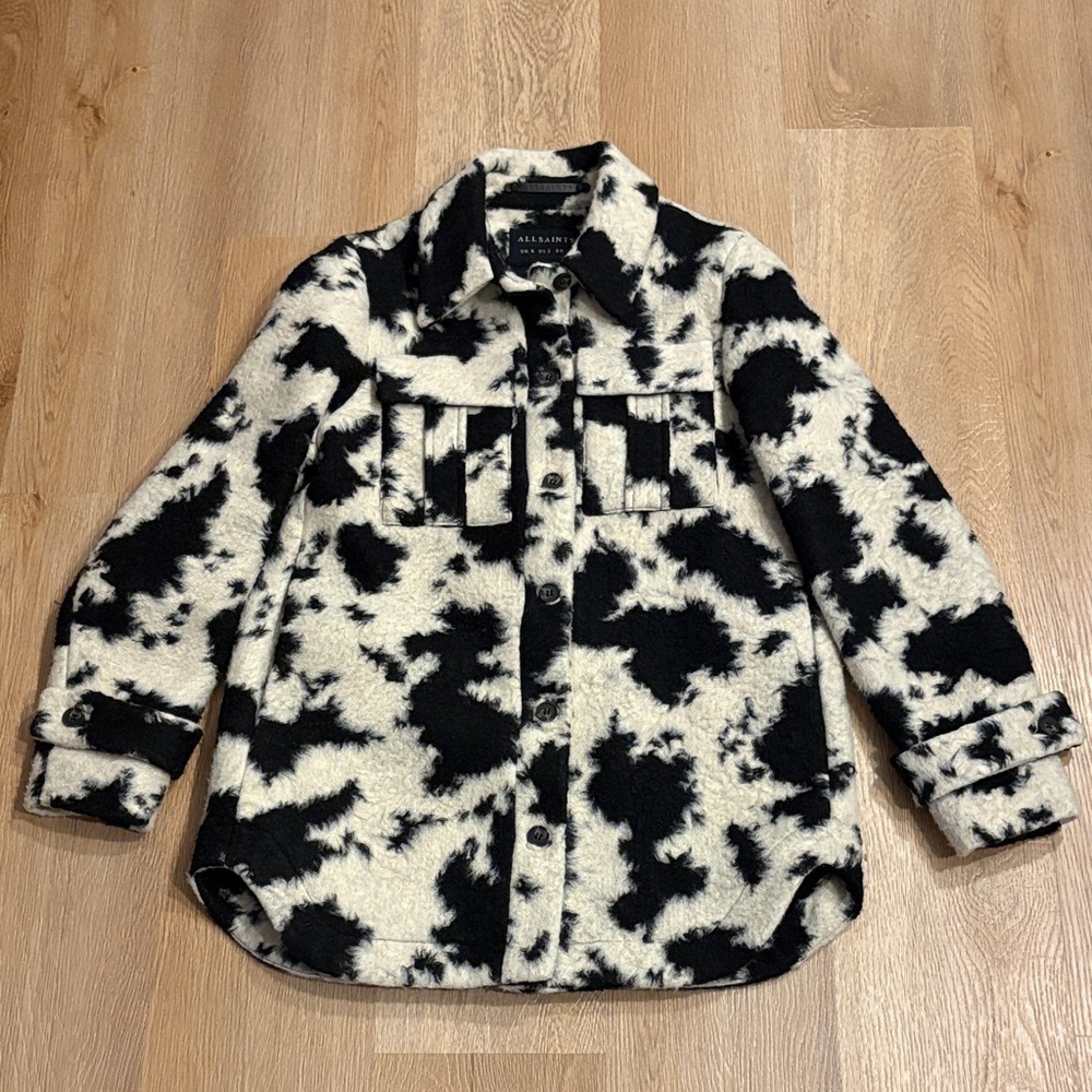 All Saints Black and Cream Jacket